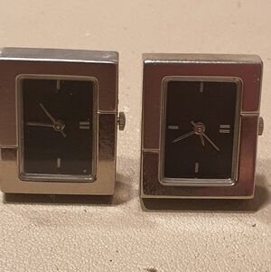 Pair Of Silver/Black Men's Watch Cufflinks
